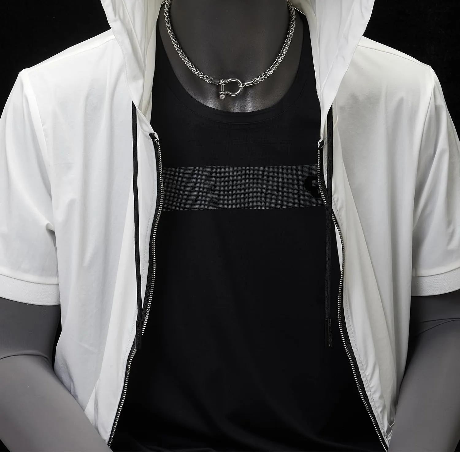 COOLSTEELANDBEYOND Mens Women Stainless Steel Foxtail Wheat Chain Necklace, Screw Anchor Shackle Nautical Sailor Clasp