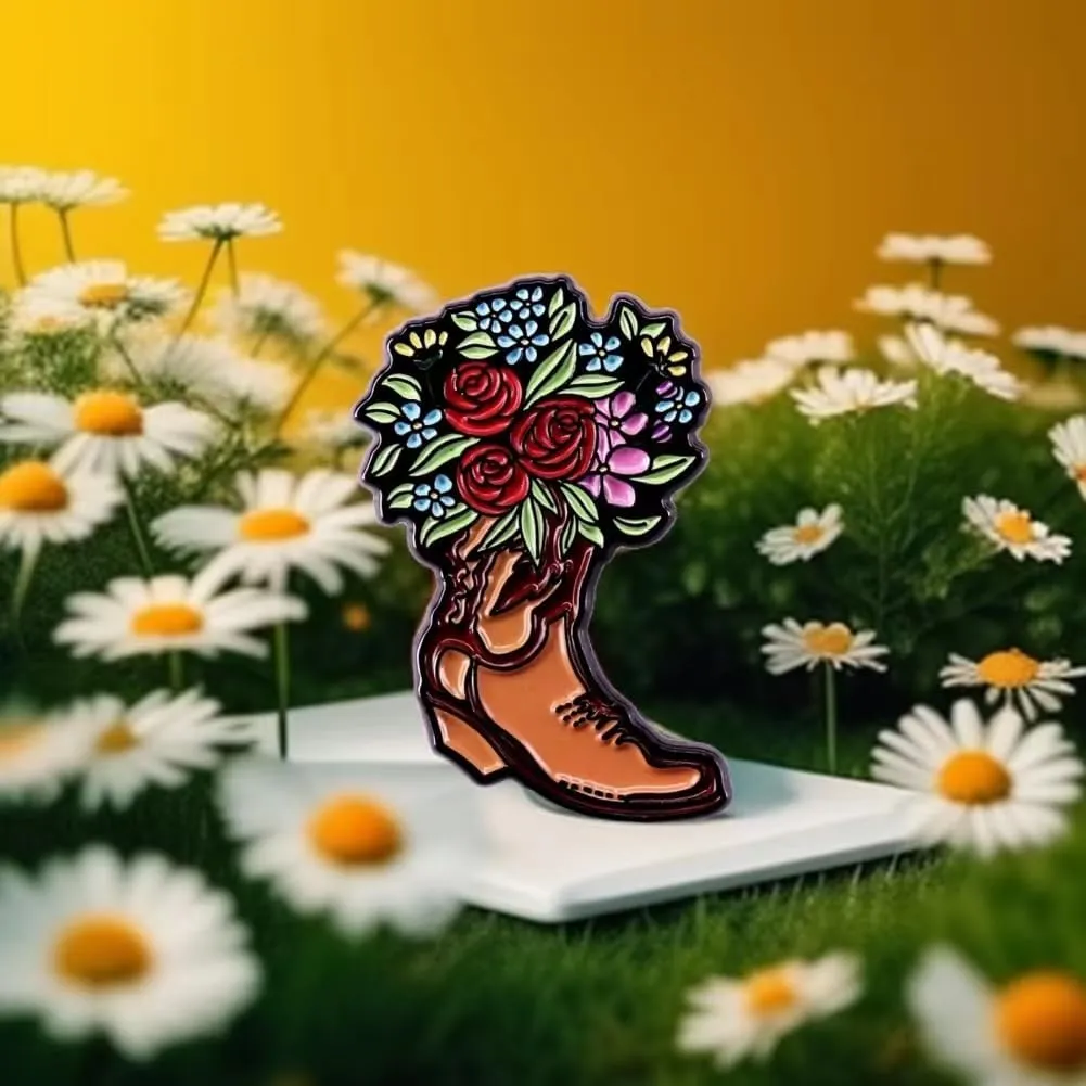 Cowgirl Boots Pin Brooch, Enamel Pin Gift for Women Men