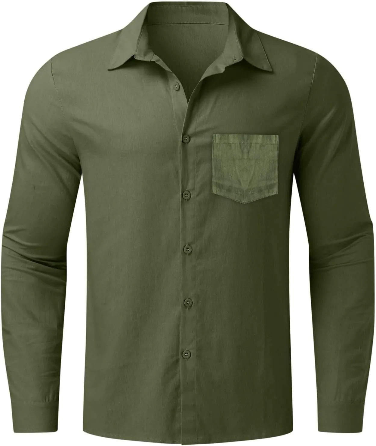 CRNTCEM Mens Button Down Long Sleeve Beach Shirts Casual Regular Fit Cotton Linen Shirts Lightweight Summer Holiday Blouses