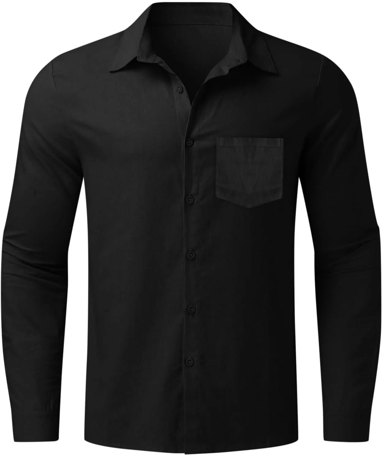 CRNTCEM Mens Button Down Long Sleeve Beach Shirts Casual Regular Fit Cotton Linen Shirts Lightweight Summer Holiday Blouses