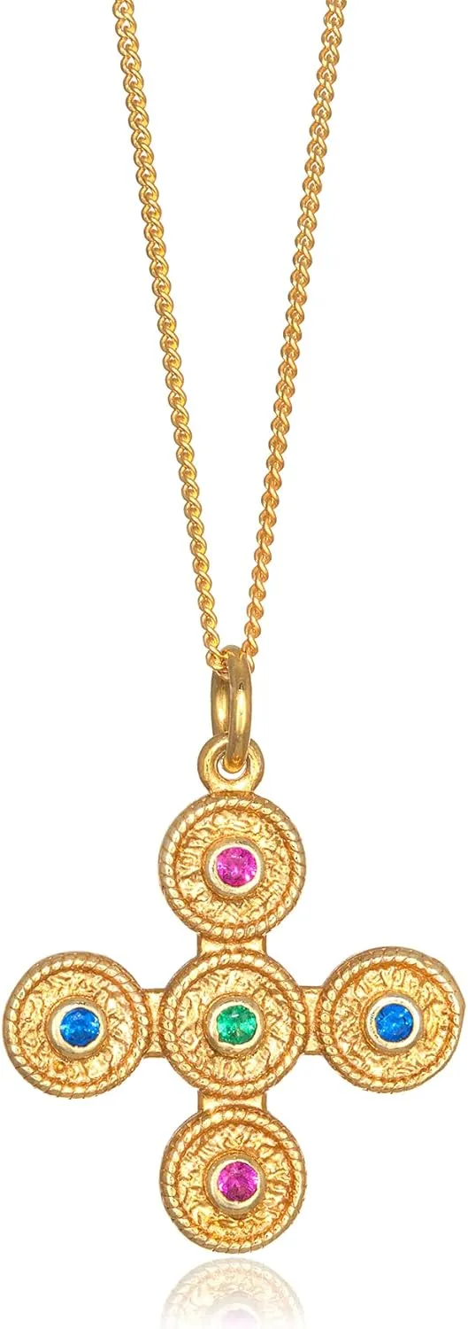 Cross Necklace Women, 14K Gold over Silver 925 Cross Pendant Necklace, Byzantine Cross, Greek Cross Necklace, Byzantine Jewelry, Greek Jewelry