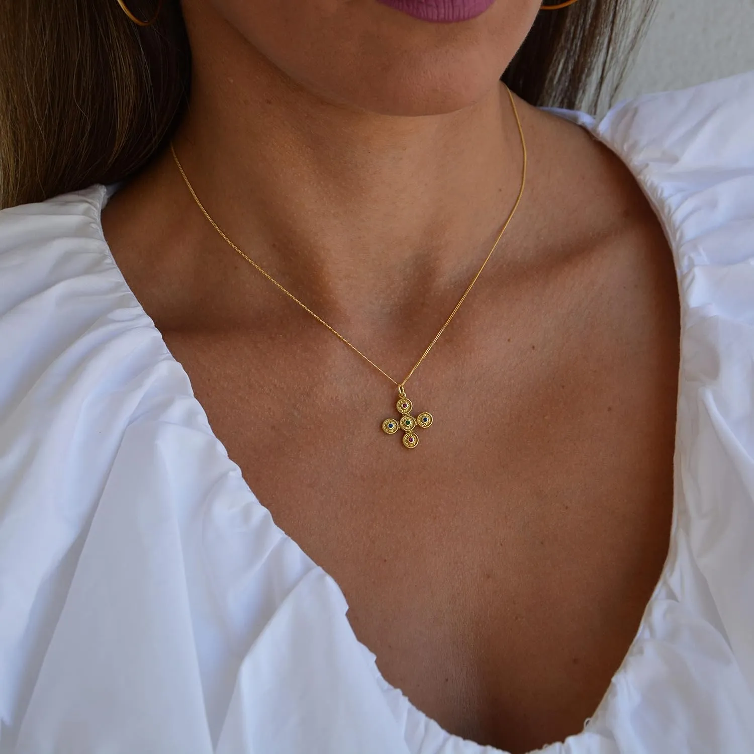 Cross Necklace Women, 14K Gold over Silver 925 Cross Pendant Necklace, Byzantine Cross, Greek Cross Necklace, Byzantine Jewelry, Greek Jewelry