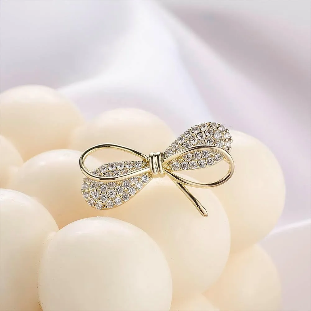 Crystal Rhinestone Butterfly brooch Pins Vintage Ribbon Bowknot Pearl Lapel Pins for Woman Girls
