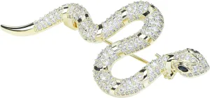 Crystal Snake Brooch Pin Vintage Suit Accessory Metal Serpent Animal Lapel Pin Banquet Badge Pins Backpack Bag Pin Hat Pins