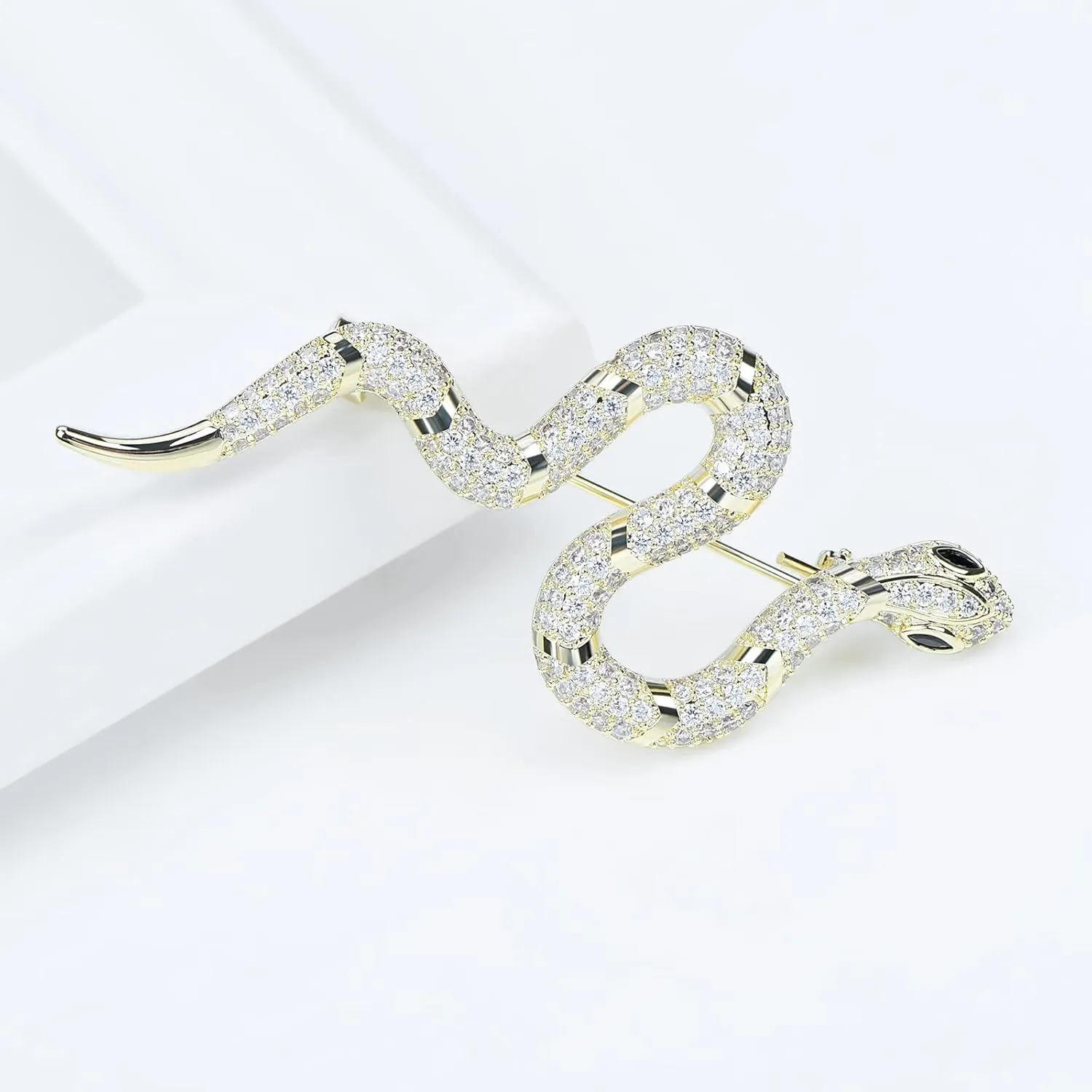 Crystal Snake Brooch Pin Vintage Suit Accessory Metal Serpent Animal Lapel Pin Banquet Badge Pins Backpack Bag Pin Hat Pins