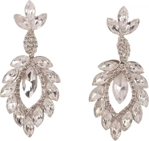 Crystal Stone Bridal Earrings with Modern Leaf Design | Women's Jewelry Gift for Bride, Bridesmaids, Prom and Wedding Parties