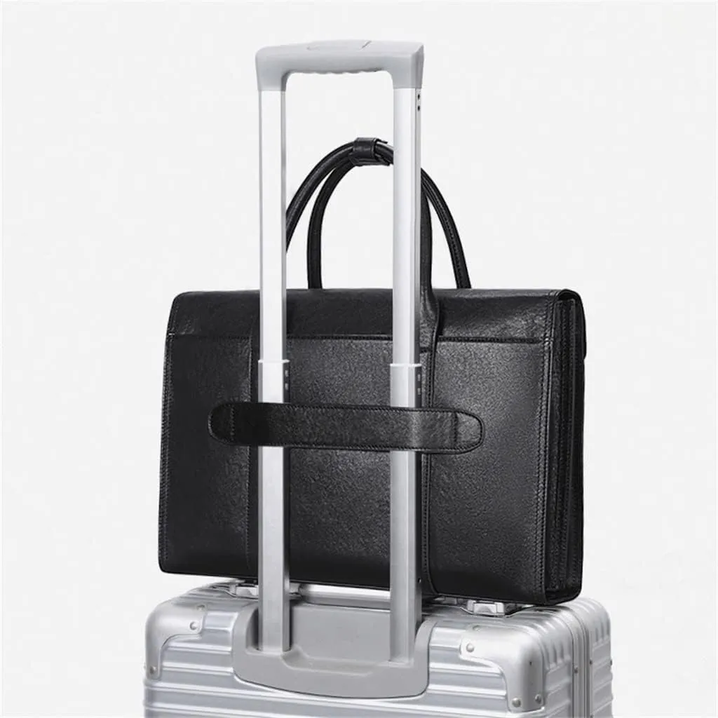 CSCDD Men's Handbag Hand Grip Grain Men's Bag Layer Cowhide Large Capacity Men's Briefcase Bag(D)