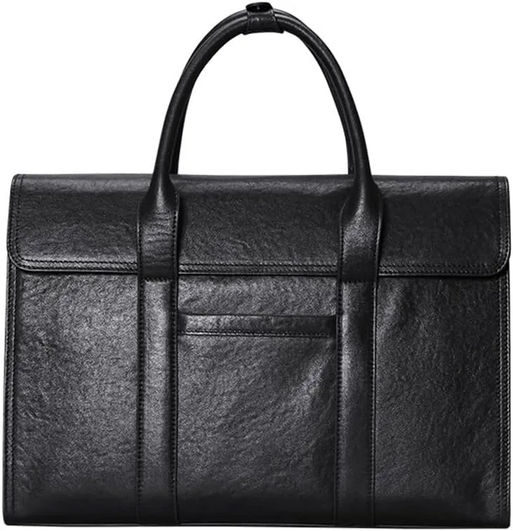 CSCDD Men's Handbag Hand Grip Grain Men's Bag Layer Cowhide Large Capacity Men's Briefcase Bag(D)