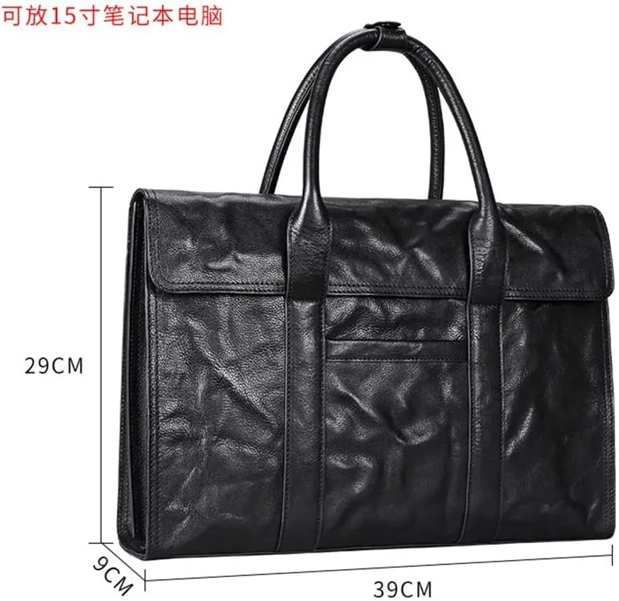 CSCDD Men's Handbag Hand Grip Grain Men's Bag Layer Cowhide Large Capacity Men's Briefcase Bag(D)
