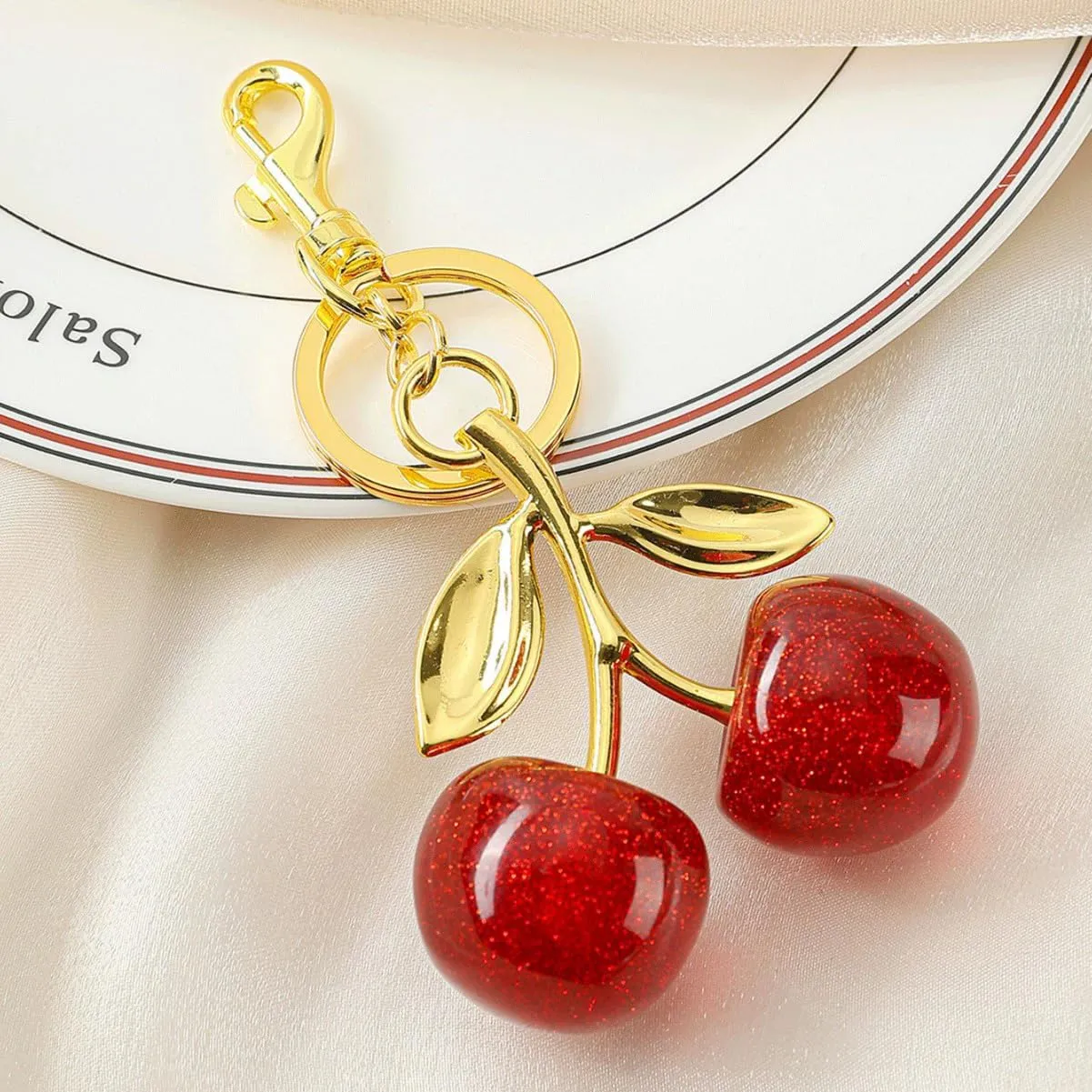 Cute Cherry Charms Keychain Y2K Fruit Key Ring for Women for Car Keys Holder Bag Purse