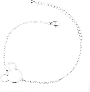 Cute Mouse Bracelets for Women Stainless Steel Silver Plated Cartoon Animal Adjustable Chain Ankle Bracelet Minimalist Christmas Jewelry Gifts