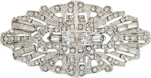CYPINA Barocco Vintage Style Clear Crystal Art Deco Brooches Pins Bridal Bridesmaid Wedding Boutique Accessory, Silver