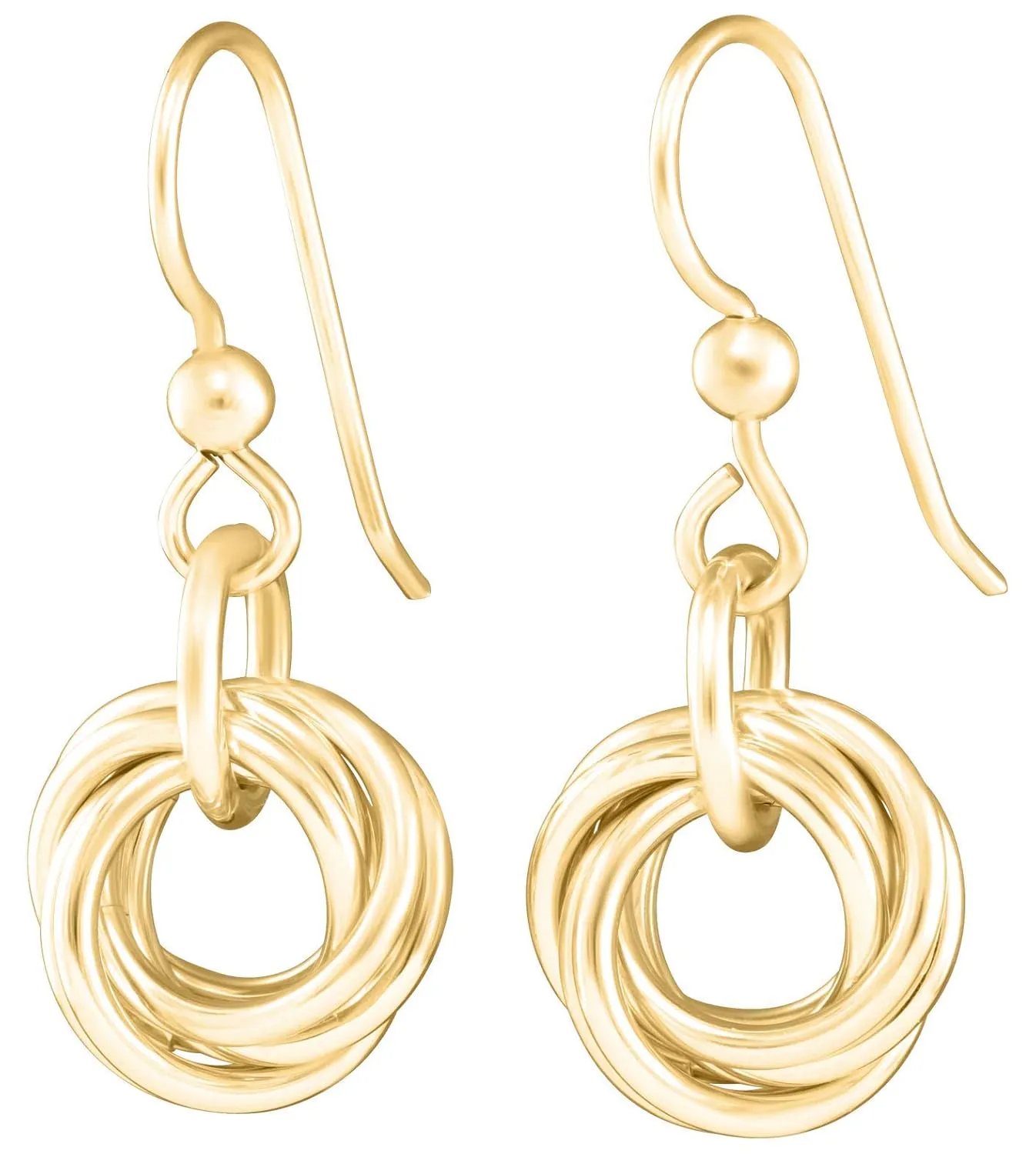 Dainty 14K Yellow Gold-Filled Simple Circle Love Knot Dangle Earrings Elegant Designer Jewelry Gift Idea for Classy Minimalist Women (French Wire)