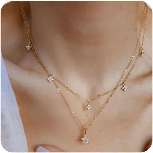Dainty Choker Necklace for Women 18K Gold Plated Shining Dots Box Chain Sparkle Necklaces Cute Paperclip Link Herringbone Necklace Exquisite Jewelry Gifts for Mom Girlfriend