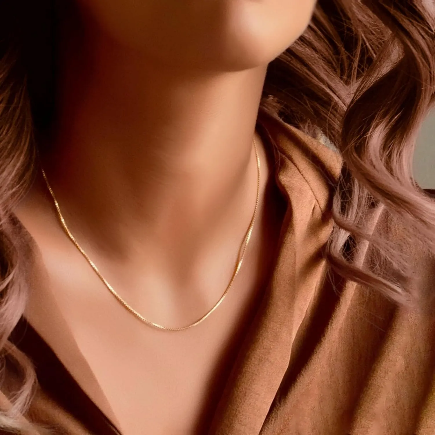 Dainty Choker Necklace for Women 18K Gold Plated Shining Dots Box Chain Sparkle Necklaces Cute Paperclip Link Herringbone Necklace Exquisite Jewelry Gifts for Mom Girlfriend
