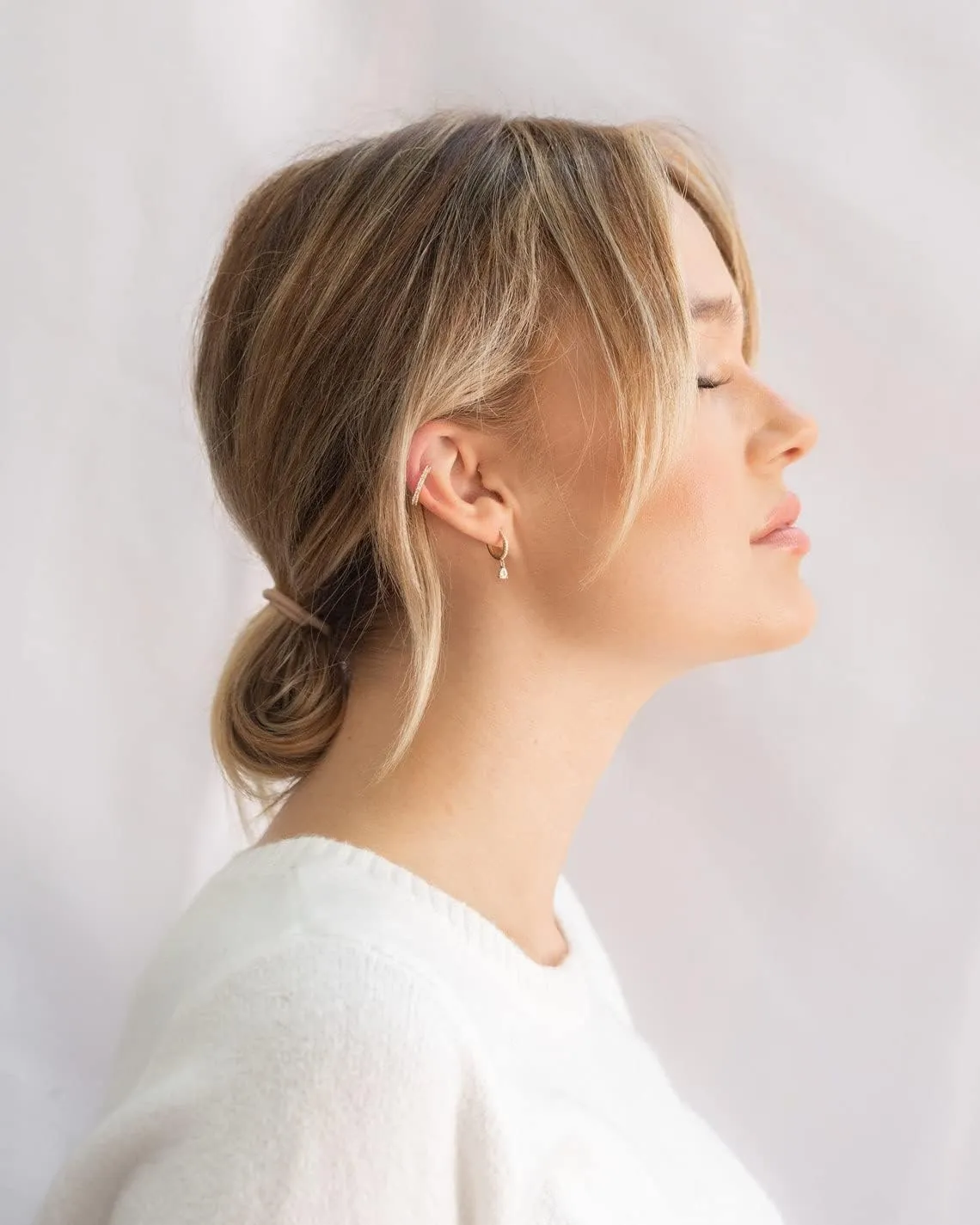Dainty Huggie Hoop Earrings with Dangle for Women Girls, 925 Sterling Silver Small Huggie Earring with Drop Charm for Everyday