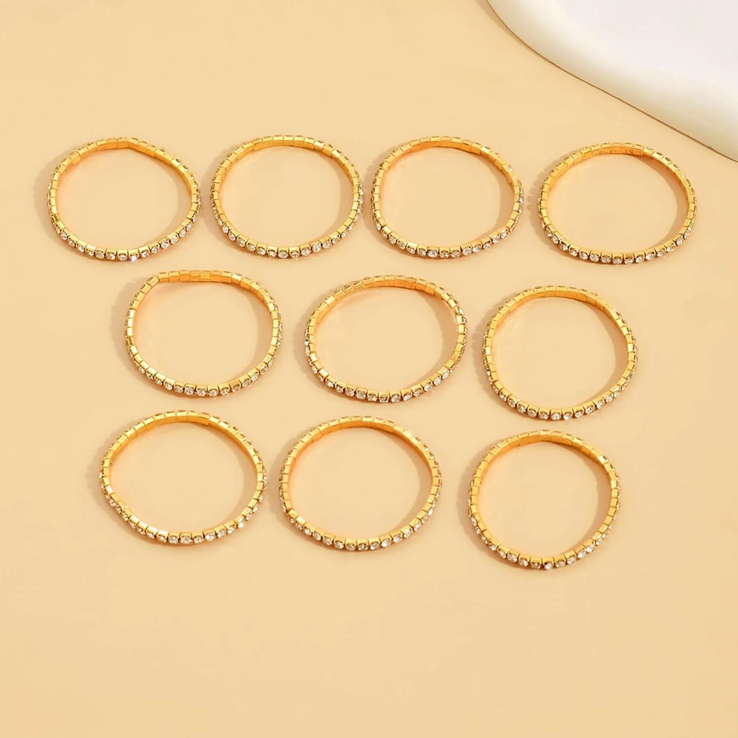 Dainty Layered Rhinestone Stretch Tennis Bracelet Set for Women