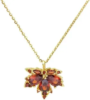 Dainty Maple Leaf Pendant Necklace Cubic Zirconia Crystal Leaves 14K Golden Plated Choker Necklaces for Women Exquisite Jewelry Gifts Christmas