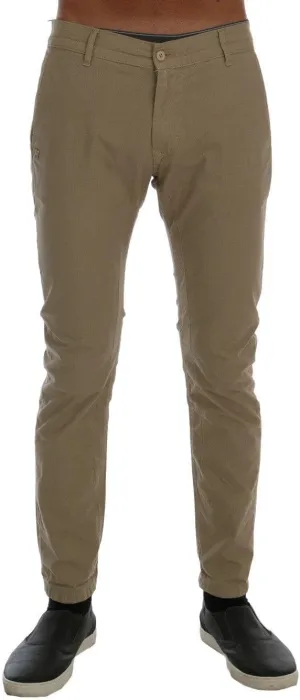 Daniele Alessandrini - BEST SELLERS - Beige Cotton Stretch Slim Fit Chinos - W30