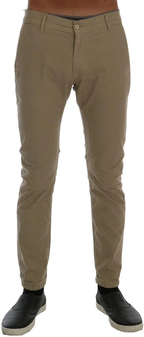 Daniele Alessandrini - BEST SELLERS - Beige Cotton Stretch Slim Fit Chinos - W30