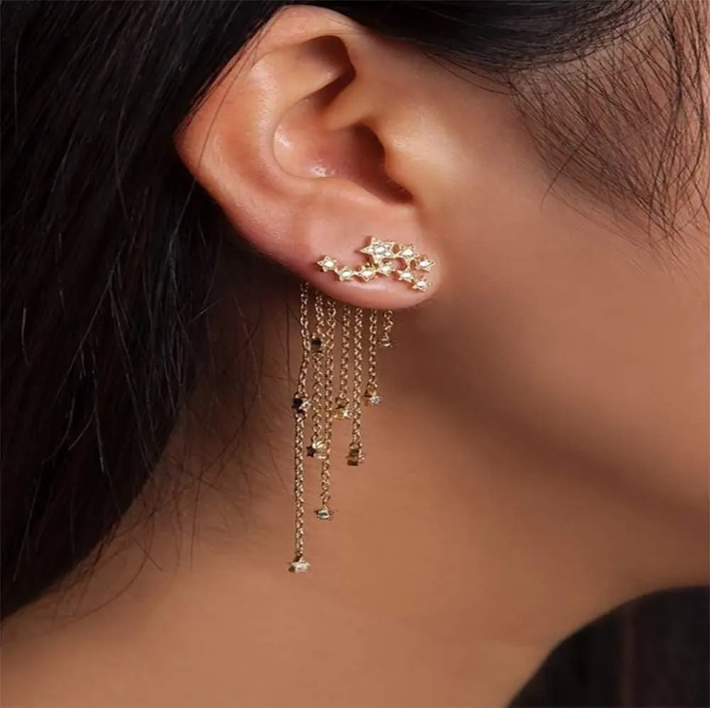 Denifery Shining Stars Tassel Earrings Hanging Exquisite Earrings,for Women and Girls