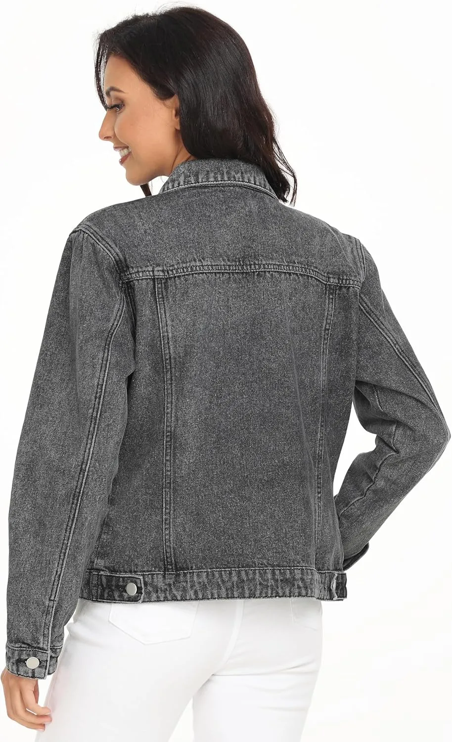 Dilgul Women's Denim Jacket Casual Long Sleeve Basic Button Down Denim Jean Jacket