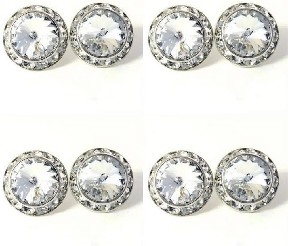 DOLON 4 Pairs 17mm Round Shaped Acrylic Stone Crystal Post Earring Studs Jewelry Gift for Women Bridal Wedding Casual Stage Everyday Wear Jewelry