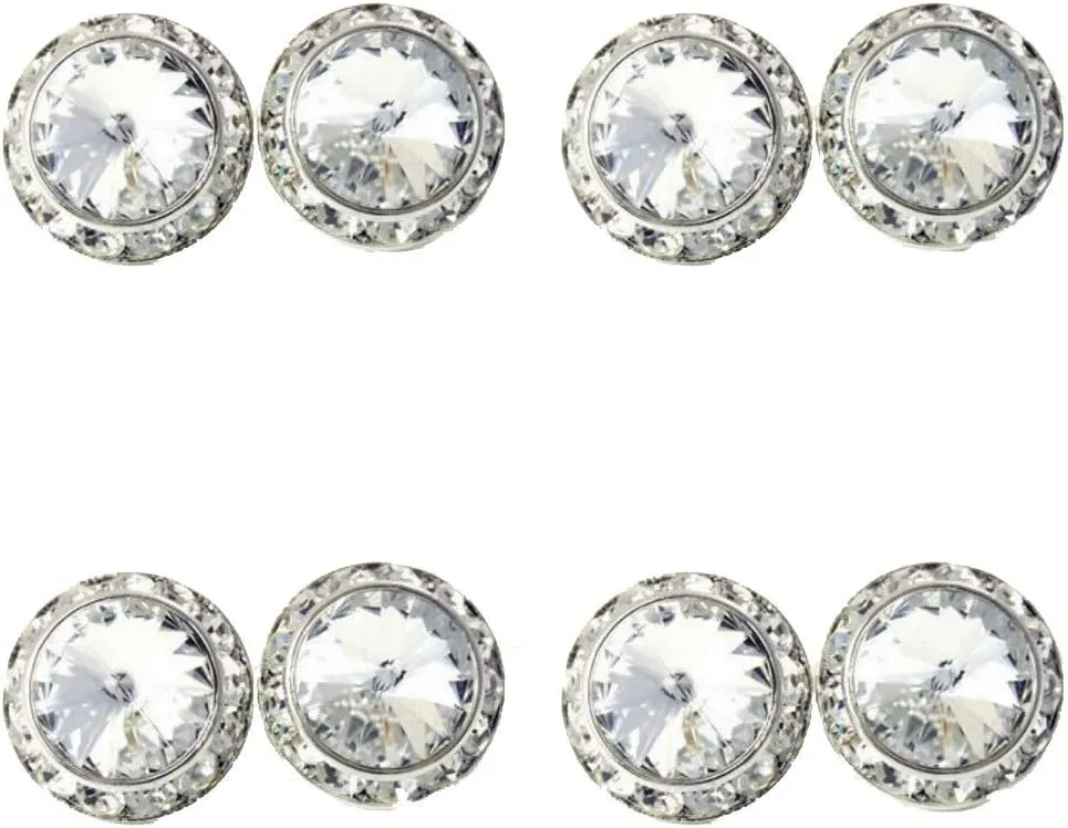 DOLON 4 Pairs 17mm Round Shaped Acrylic Stone Crystal Post Earring Studs Jewelry Gift for Women Bridal Wedding Casual Stage Everyday Wear Jewelry
