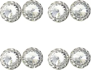 DOLON 4 Pairs 17mm Round Shaped Acrylic Stone Crystal Post Earring Studs Jewelry Gift for Women Bridal Wedding Casual Stage Everyday Wear Jewelry