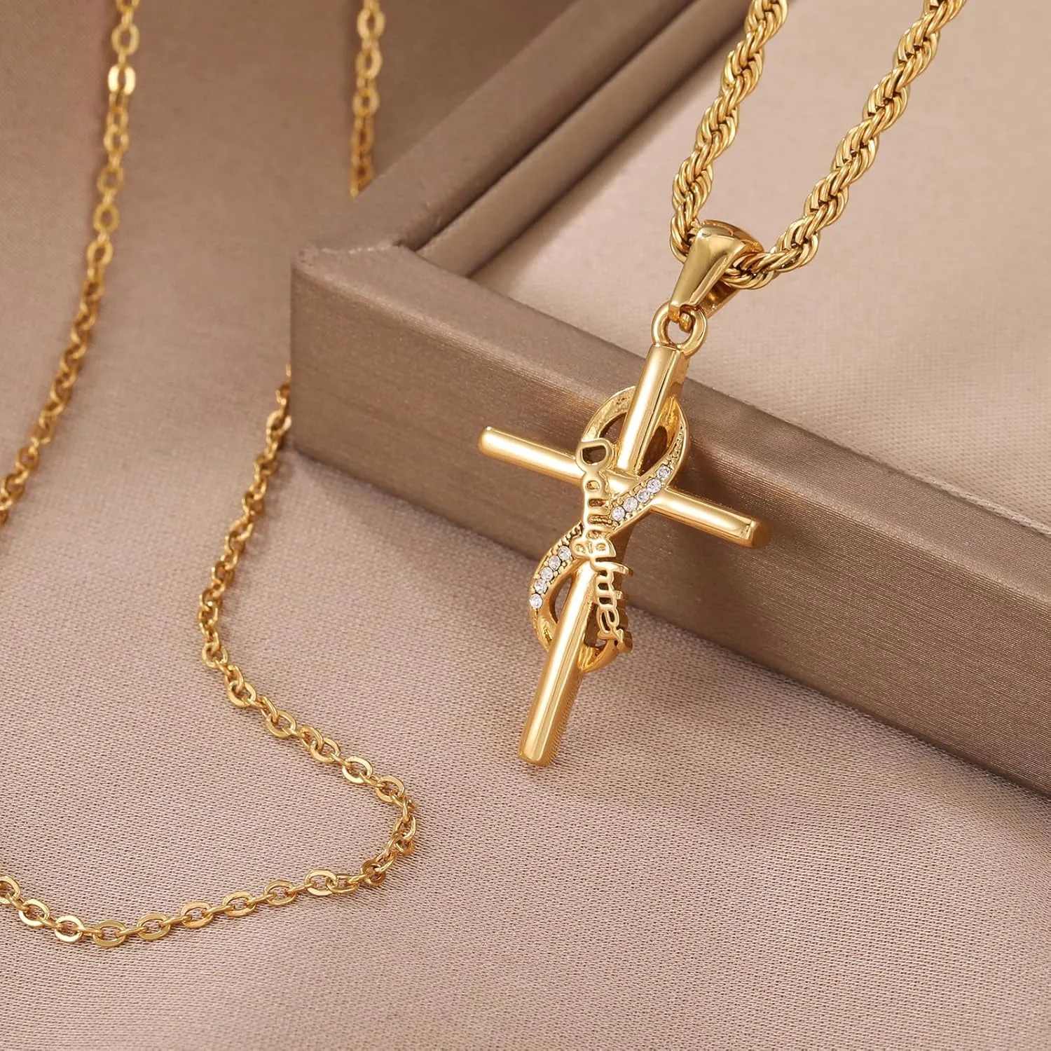DS Religious Gifts for her Faith Cross Necklace for Women exquisite 18K Gold Inspirational Christian Bible Verse prayer birthday Jewelry stainless steel Necklaces To Sister Mom Daughter