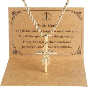 DS Religious Gifts for her Faith Cross Necklace for Women exquisite 18K Gold Inspirational Christian Bible Verse prayer birthday Jewelry stainless steel Necklaces To Sister Mom Daughter
