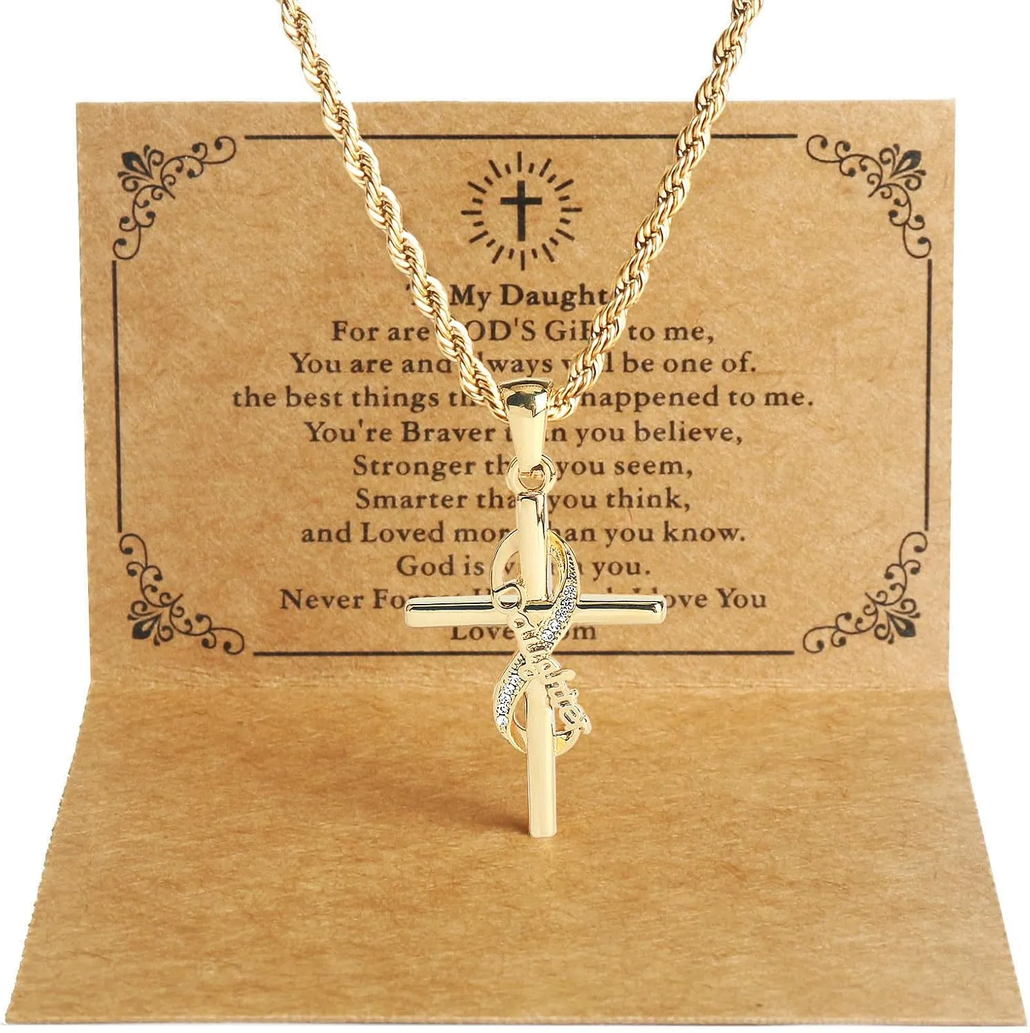 DS Religious Gifts for her Faith Cross Necklace for Women exquisite 18K Gold Inspirational Christian Bible Verse prayer birthday Jewelry stainless steel Necklaces To Sister Mom Daughter