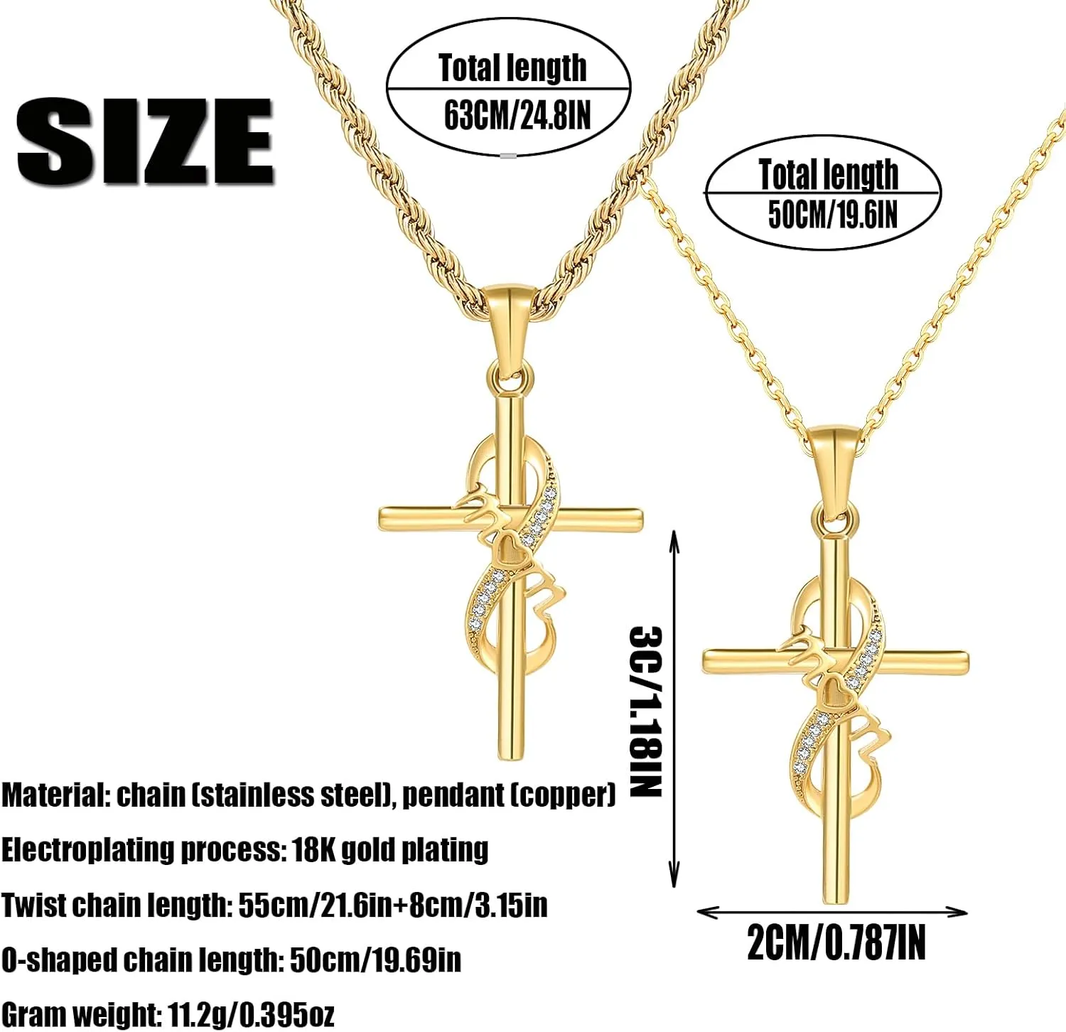 DS Religious Gifts for her Faith Cross Necklace for Women exquisite 18K Gold Inspirational Christian Bible Verse prayer birthday Jewelry stainless steel Necklaces To Sister Mom Daughter