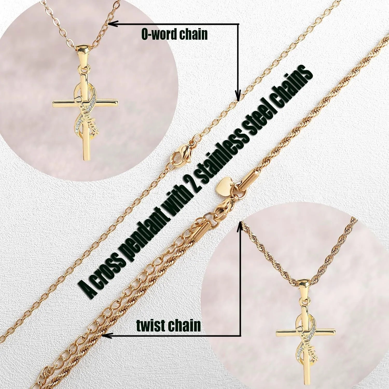 DS Religious Gifts for her Faith Cross Necklace for Women exquisite 18K Gold Inspirational Christian Bible Verse prayer birthday Jewelry stainless steel Necklaces To Sister Mom Daughter