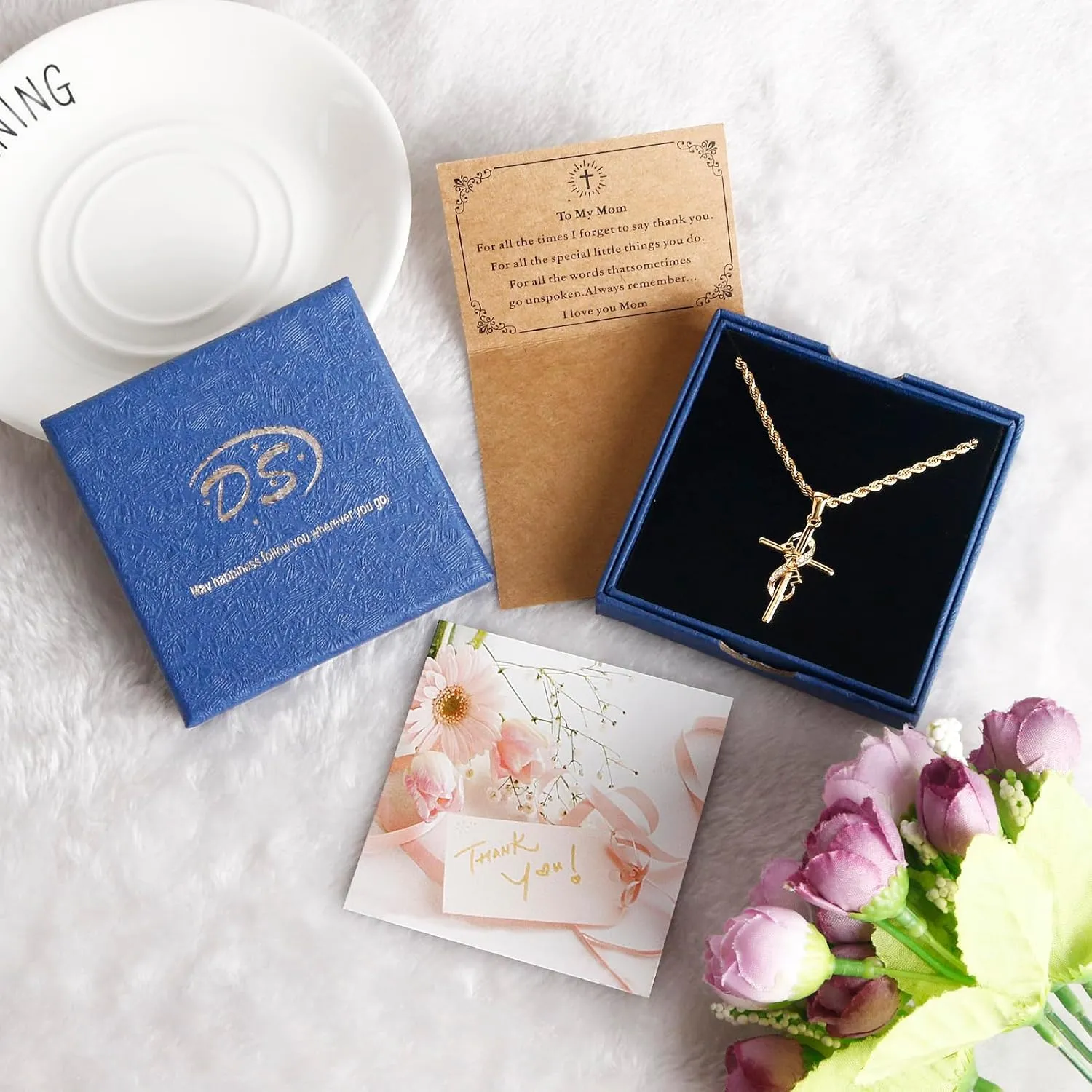 DS Religious Gifts for her Faith Cross Necklace for Women exquisite 18K Gold Inspirational Christian Bible Verse prayer birthday Jewelry stainless steel Necklaces To Sister Mom Daughter