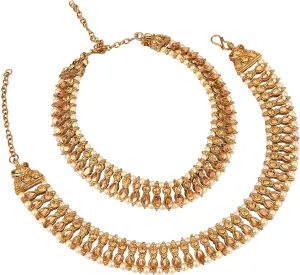 Efulgenz Indian Anklets for Women Crystal Bollywood Faux Pearl Bridal Anklet Set Indian Payal Ankle Bracelets Jewelry for Women
