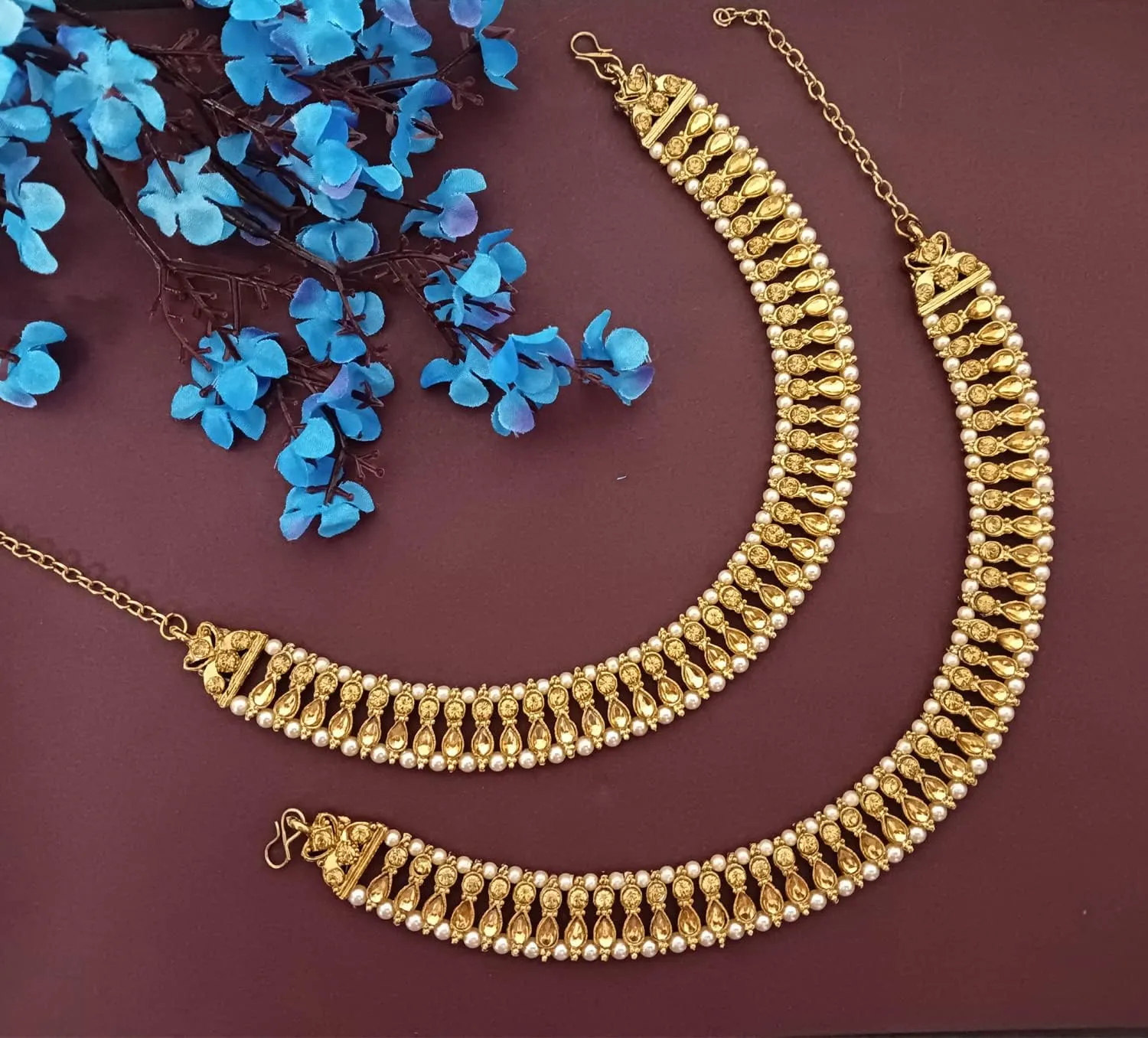 Efulgenz Indian Anklets for Women Crystal Bollywood Faux Pearl Bridal Anklet Set Indian Payal Ankle Bracelets Jewelry for Women