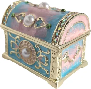Elegant Enamel Pirate Treasure Chest Decorative Jewelry Box Trinket Container Favorite Vintage-Style Treasures Collection Storage Box