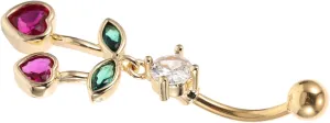 Elegant Heart Cherry Navel Ring Stainless Steel Belly Jewelry for Women Dangle Belly Button Piercing