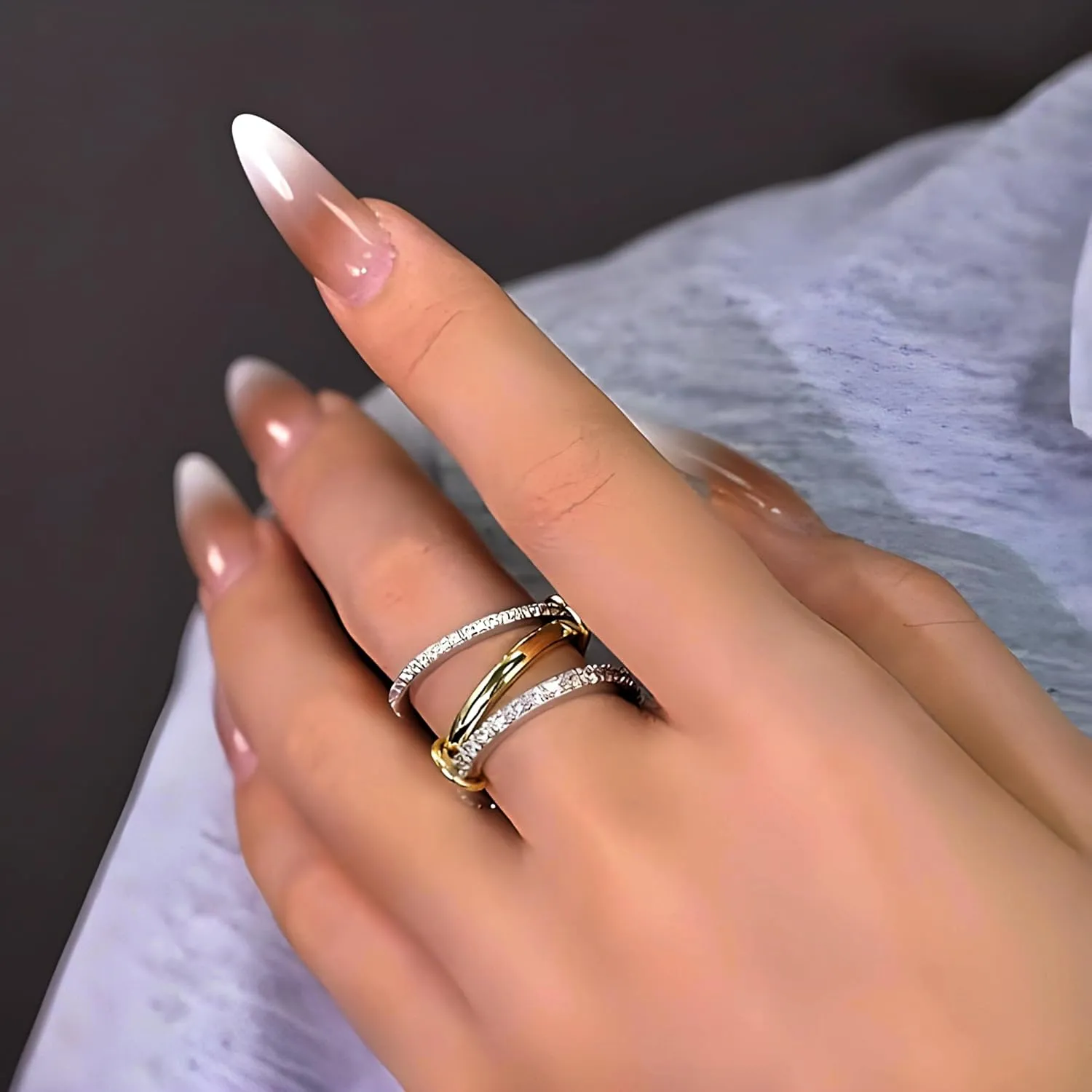 Elegant Stackable Rings for Women 18k Gold Plated Non-Tarnish, Dainty Cubic Zirconia CZ Knuckle Rings Set, Minimalist Jewelry Gift for Wedding Anniversary Everyday Wear