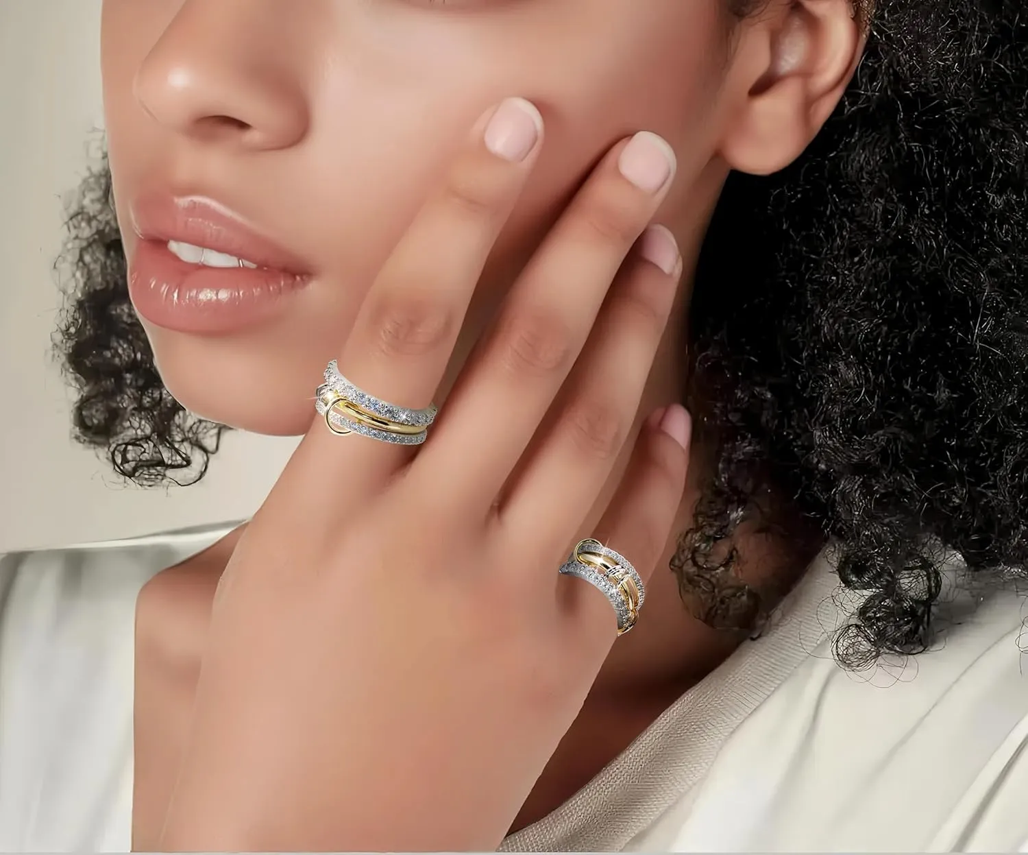 Elegant Stackable Rings for Women 18k Gold Plated Non-Tarnish, Dainty Cubic Zirconia CZ Knuckle Rings Set, Minimalist Jewelry Gift for Wedding Anniversary Everyday Wear