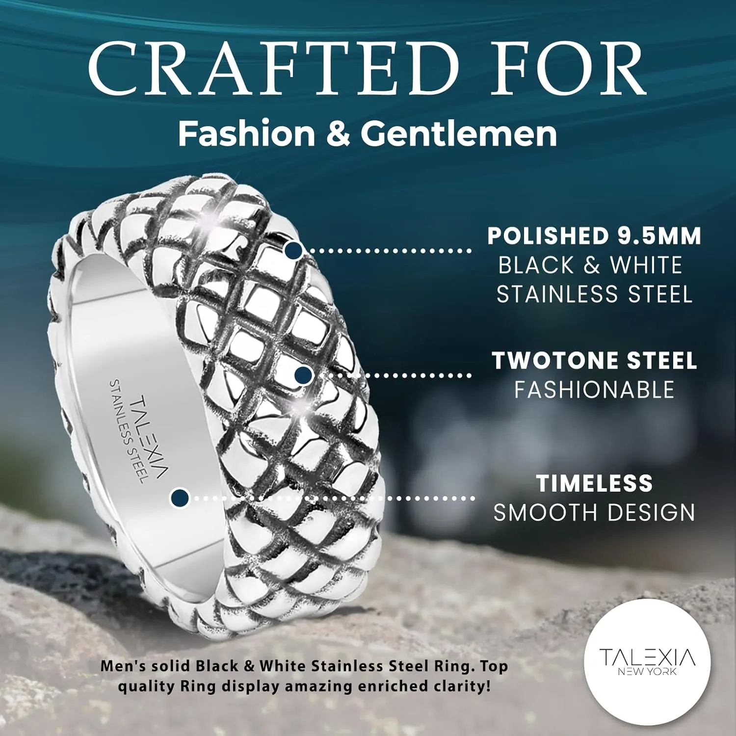 Elegant Stainless Steel Rings Men - Timeless Wedding Rings for Men with Hypoallergenic Design - Ideal for Anniversaries, Weddings, or Special Events, 9mm Width (9-14)