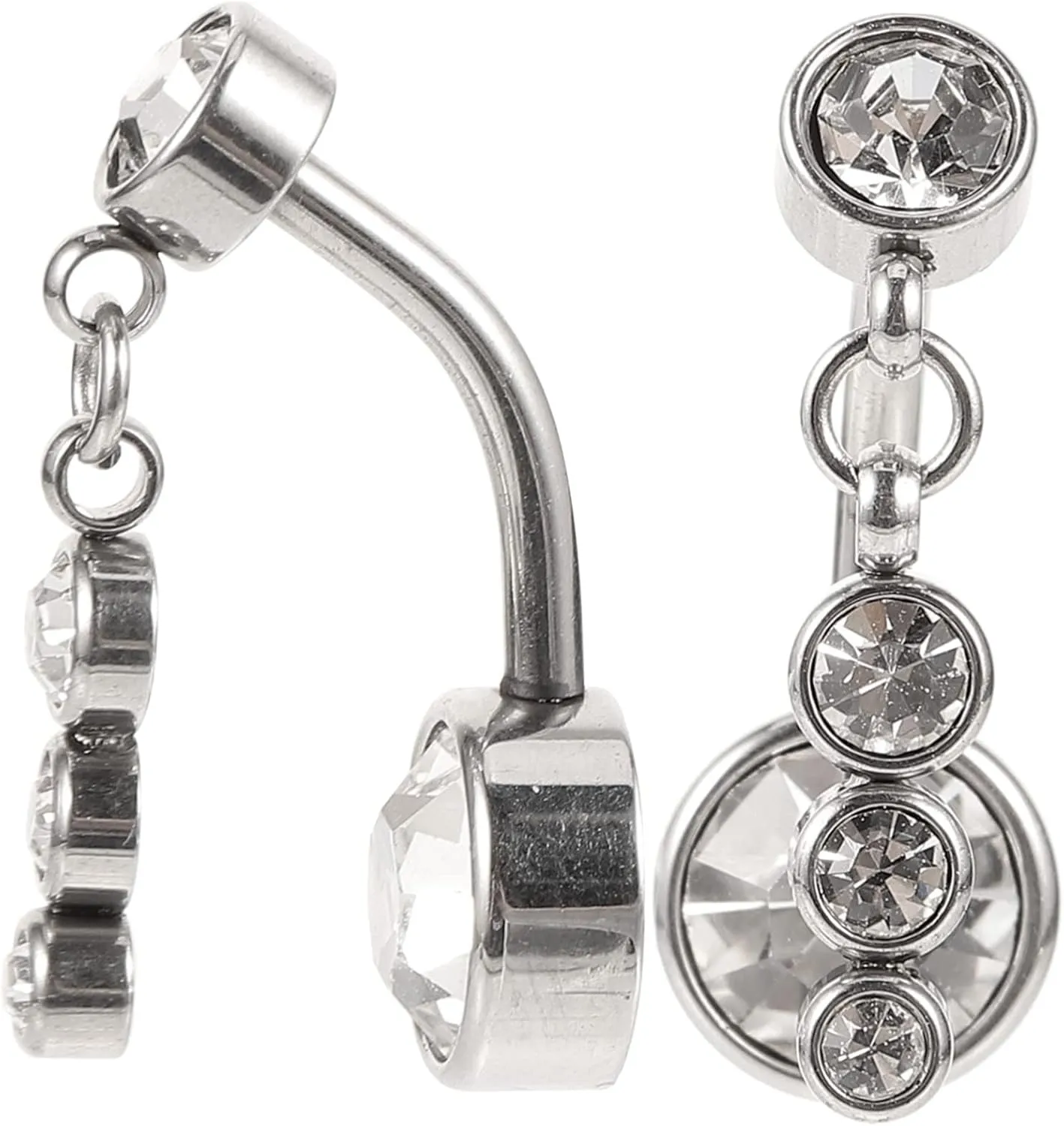 Elegant Women's Belly Button Rings 2 Pcs Rhinestone Navel Rings for Night Out and Special Occasions
