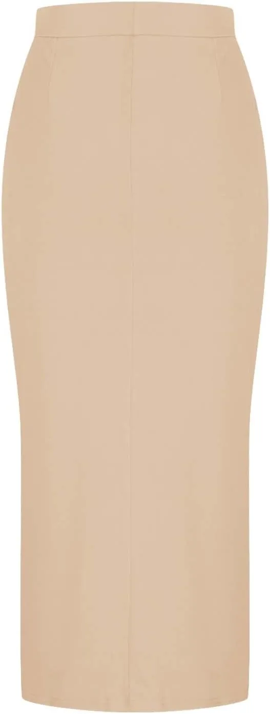 Elegant Wrap Fishtail Skirts for Women High Waisted Split Side Skirt Elastic A Line Midi Skirts Bodycon Office Skirt