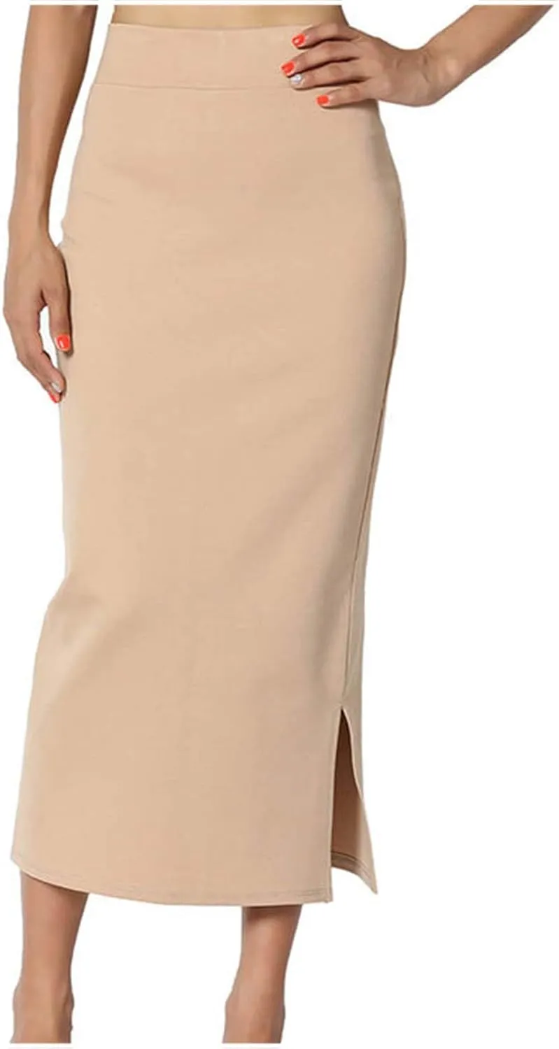 Elegant Wrap Fishtail Skirts for Women High Waisted Split Side Skirt Elastic A Line Midi Skirts Bodycon Office Skirt