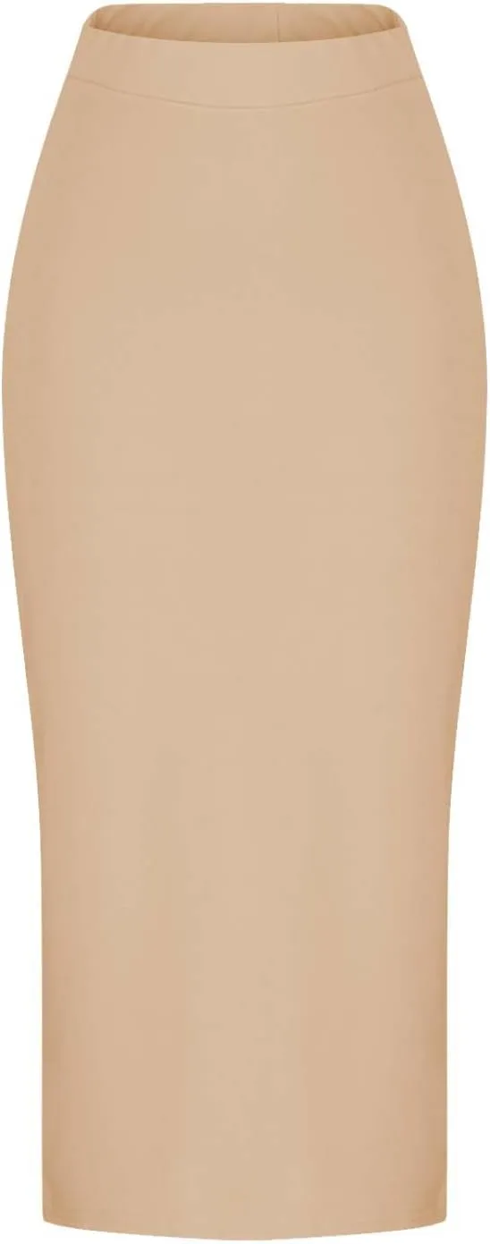 Elegant Wrap Fishtail Skirts for Women High Waisted Split Side Skirt Elastic A Line Midi Skirts Bodycon Office Skirt