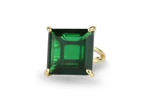 Emerald in 14k Gold - Elegant Fashion Statement Gemstone Jewelry for Women - Vintage Artisan Handmade Rings - Custom Size