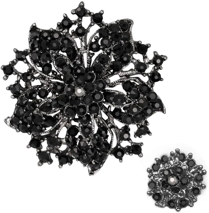 Ezing Fashion Jewelry Beautiful Silver Plated Rhinestone Crystal Brooch Pin for Woman