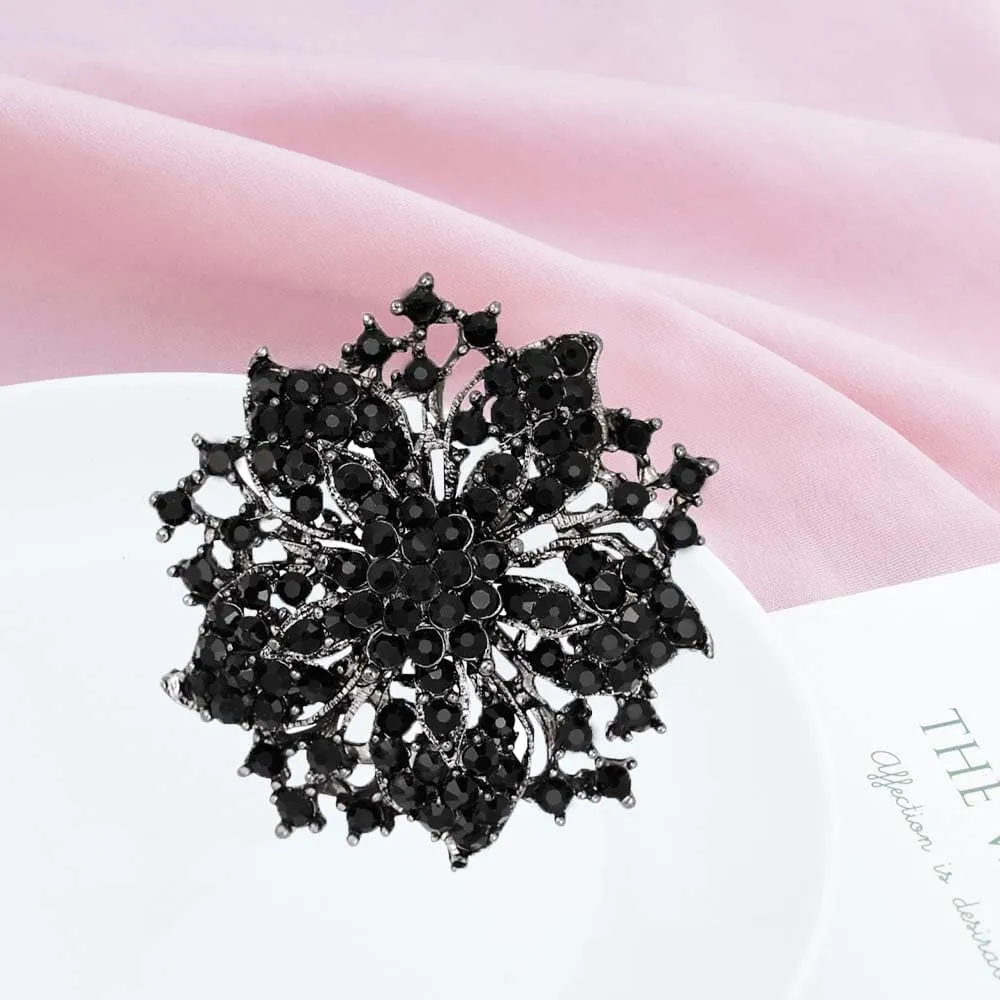 Ezing Fashion Jewelry Beautiful Silver Plated Rhinestone Crystal Brooch Pin for Woman