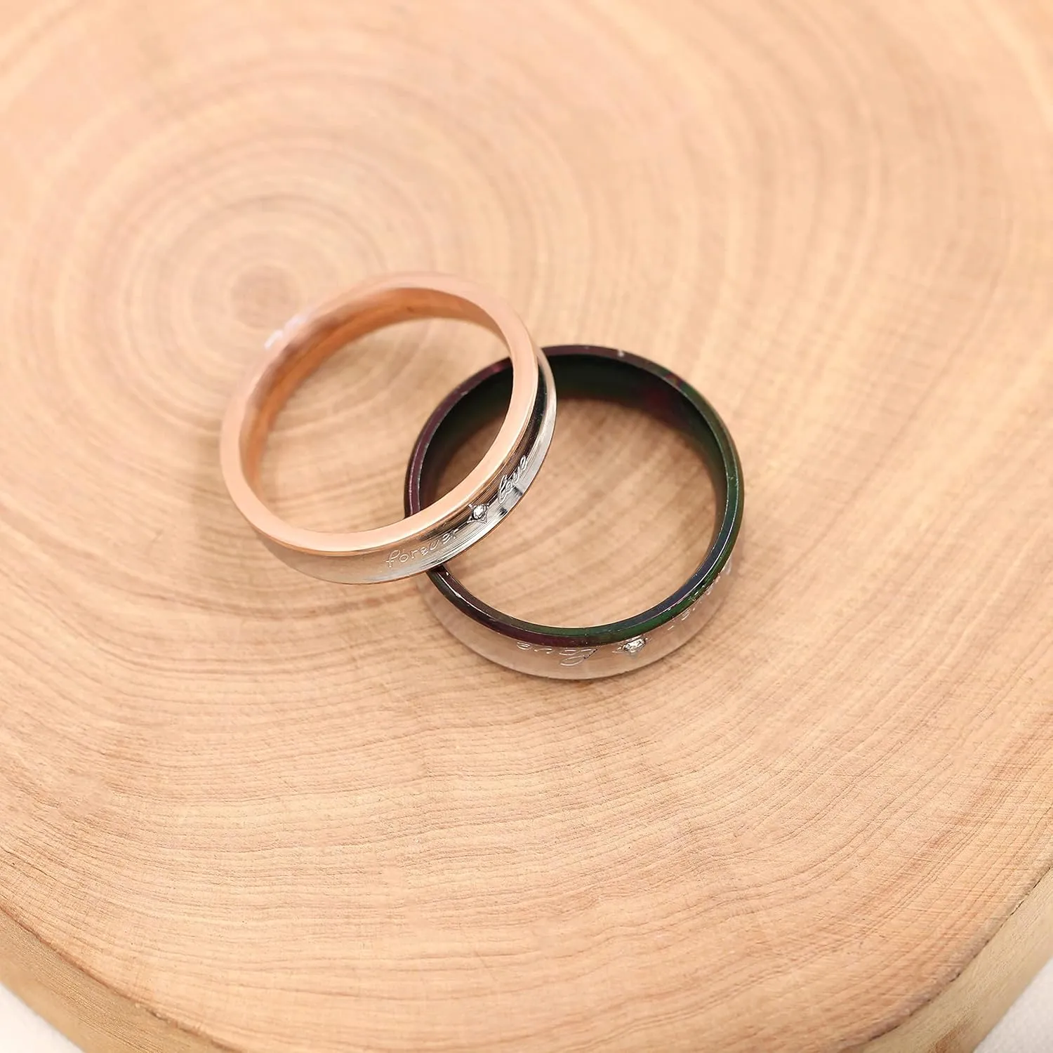 Fashion 2-Tones Forever Love Wedding Band Engagement Rings Couples Matching Jewelry for Lovers